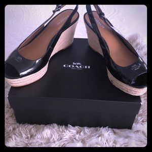 Coach Patent Leather Black Espadrilles! New -Sz9